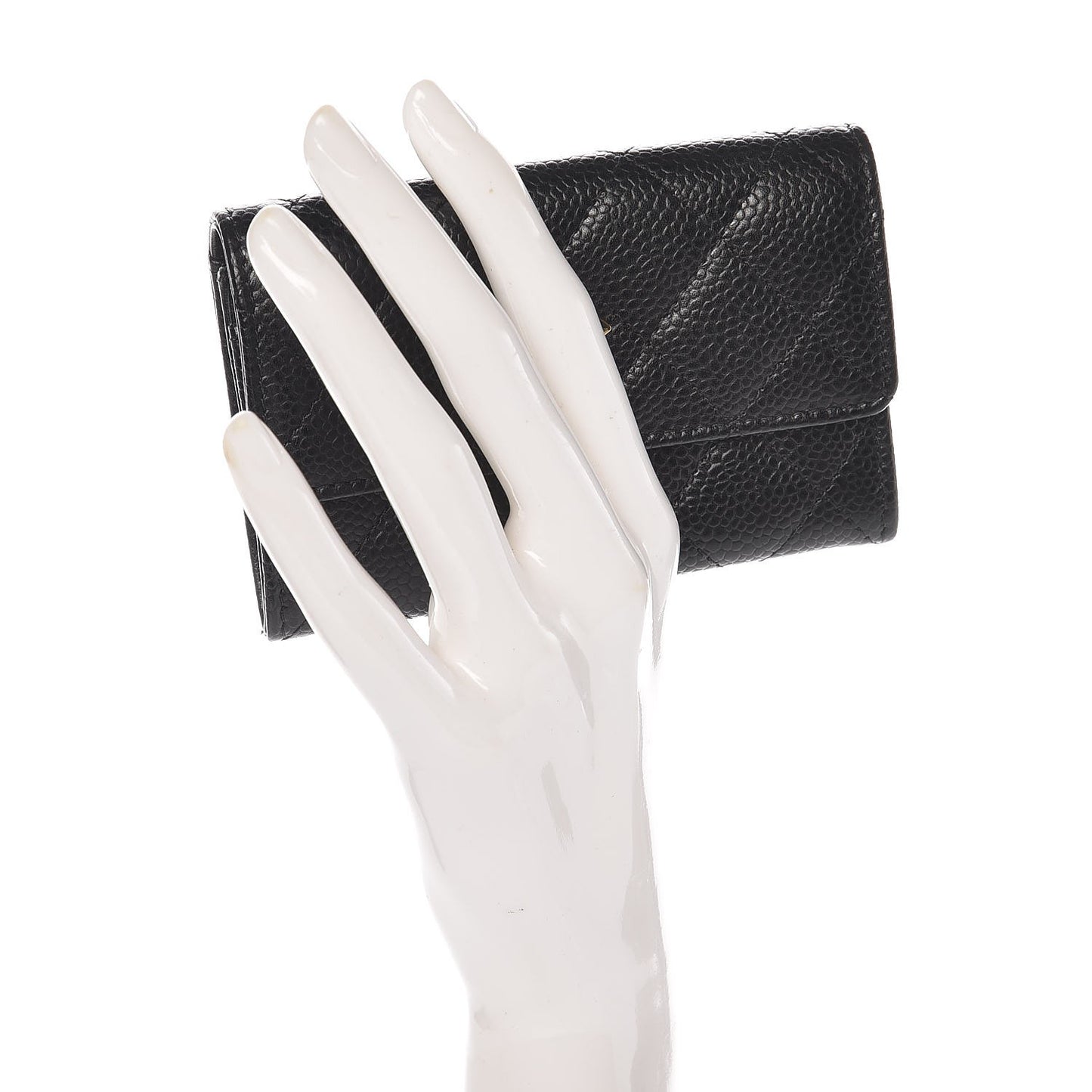 Caviar Quilted Flap Card Holder Black