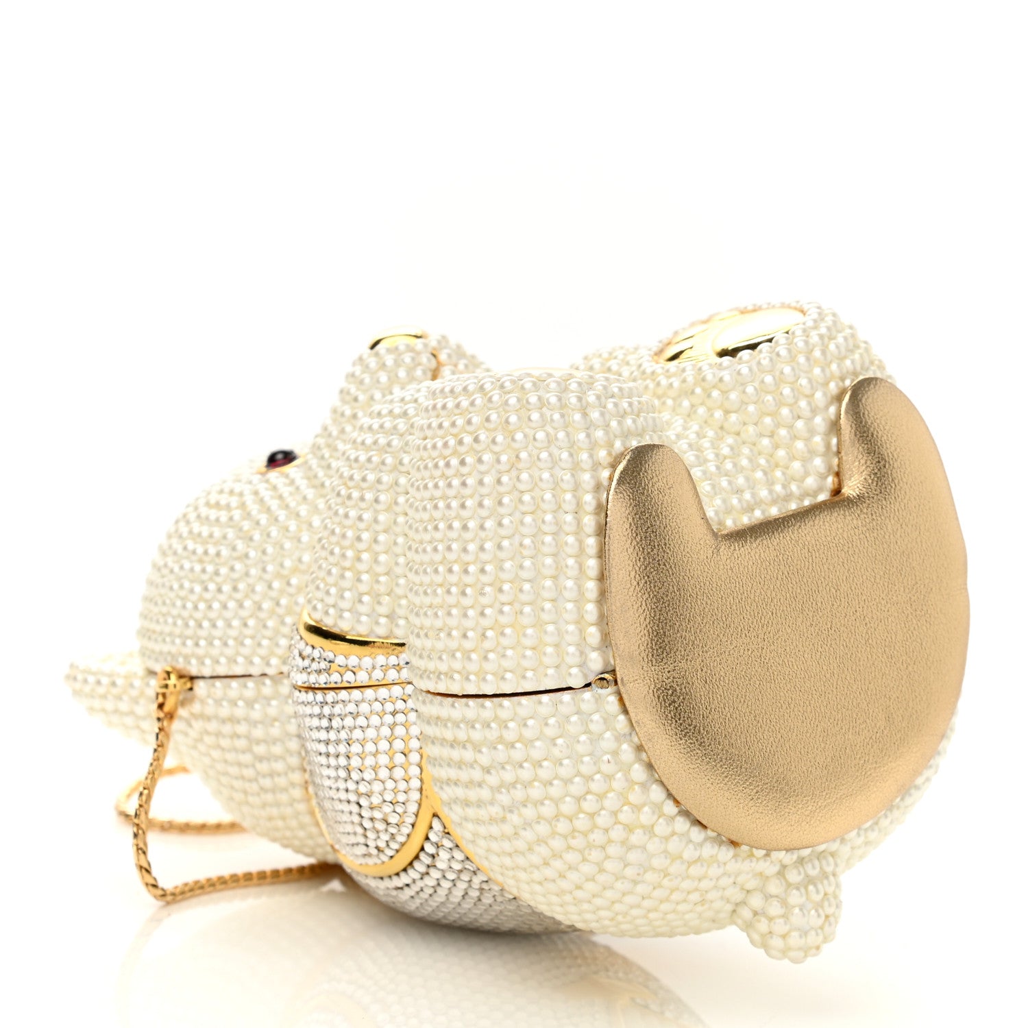 Judith Leiber Pearl Crystal Sweetheart Bear Minaudiere Clutch White 4 of 10