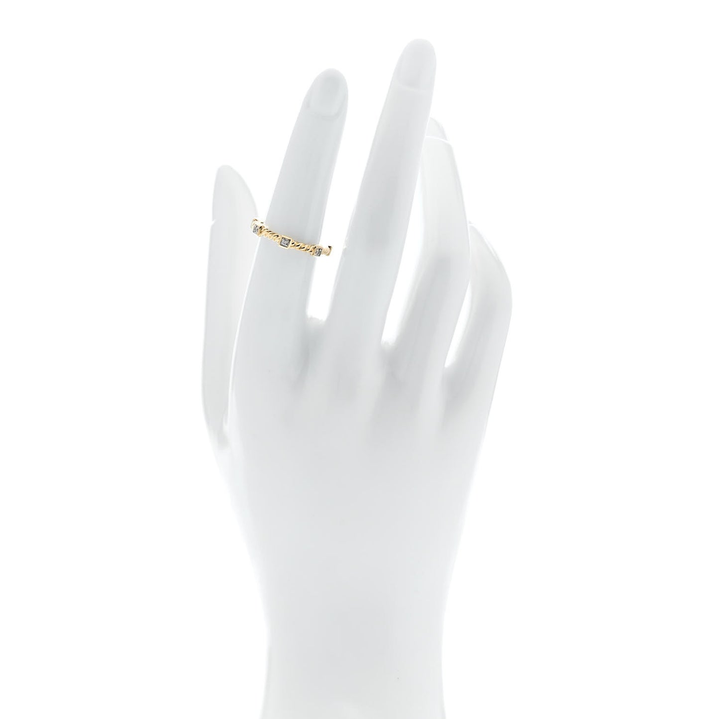 18K Yellow Gold Diamond Cable Collectibles Stack Ring 52 6
