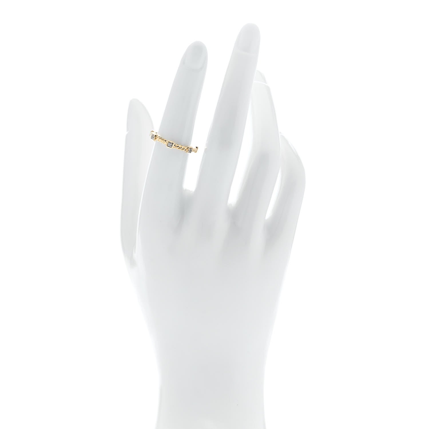 David Yurman 18K Yellow Gold Diamond Cable Collectibles Stack Ring 52 6 2 of 4