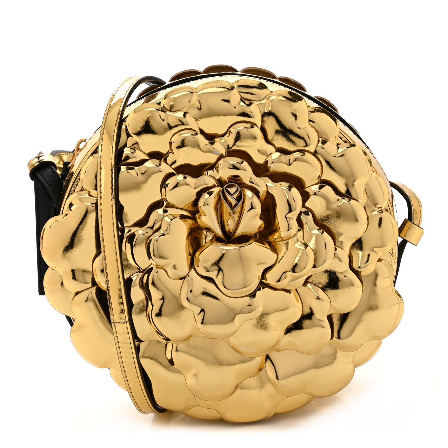 Metallic Nappa Atelier 03 Rose Edition Round Crossbody Bag Antique Brass