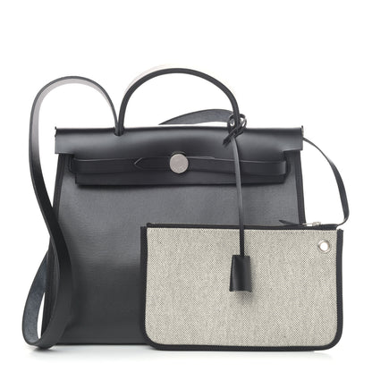 Hermes Toile H Berline Vache Hunter Herbag Zip PM 31 Black Ecru 1 of 7