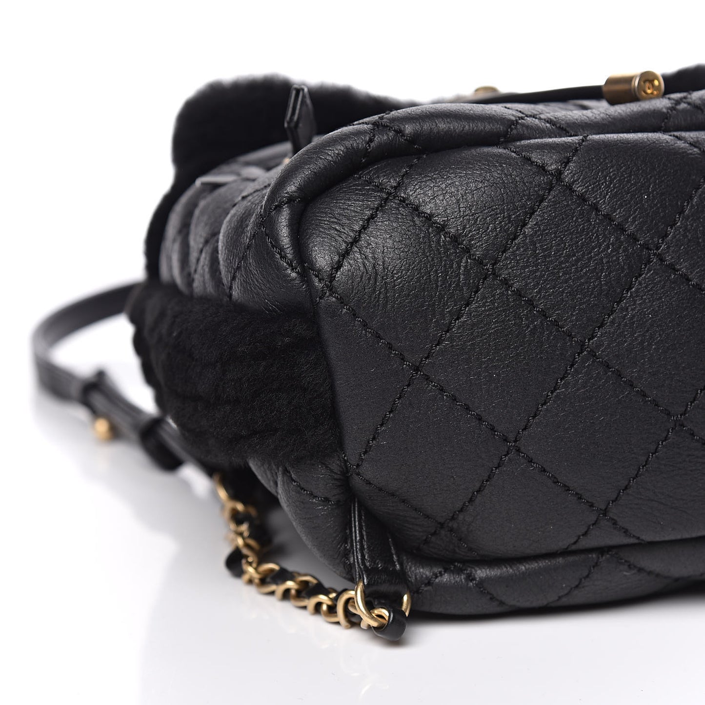 Lambskin Shearling Quilted CC Backpack Black