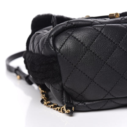 Chanel Lambskin Shearling Quilted CC Backpack Black 5 of 9