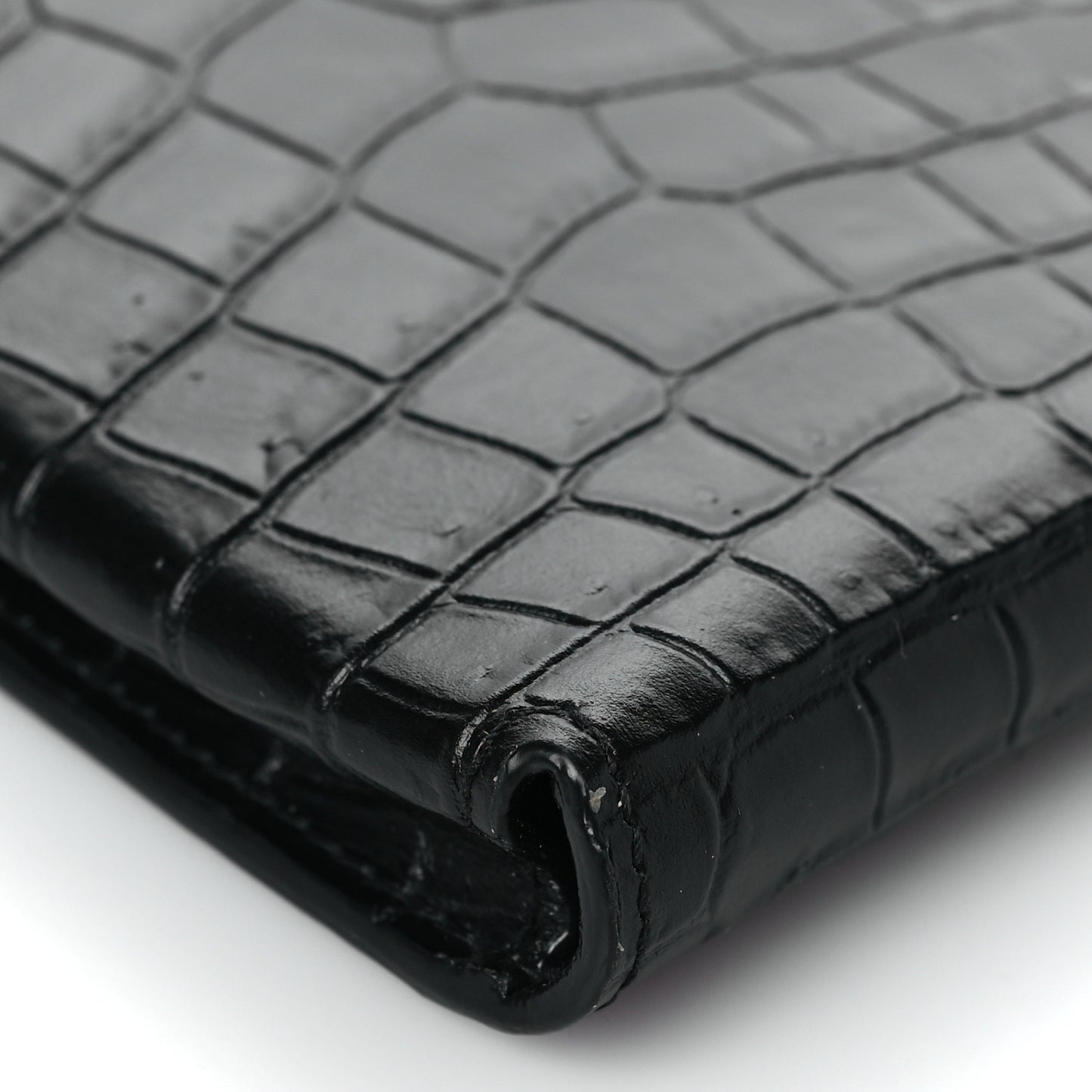 Calfskin Crocodile Embossed Phone Holder Crossbody Black