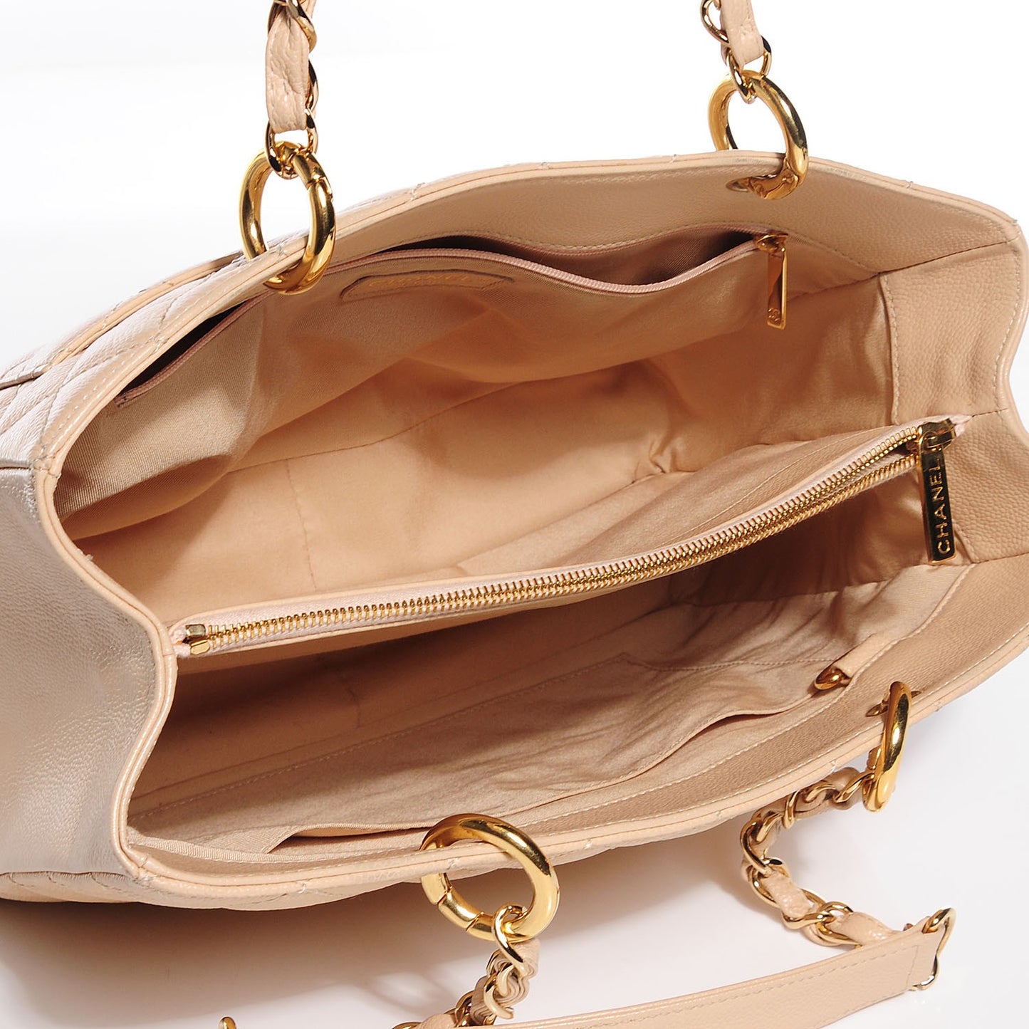 Caviar Quilted Grand Shopping Tote GST Beige Clair