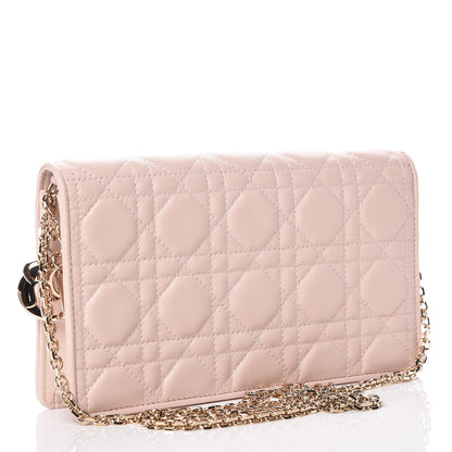 Christian Dior Lambskin Cannage Lady Dior Clutch Rose Poudre 4 of 13