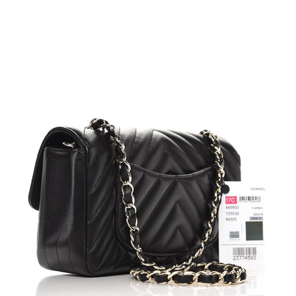 Chanel Lambskin Chevron Quilted Mini Rectangular Flap Black 3 of 8