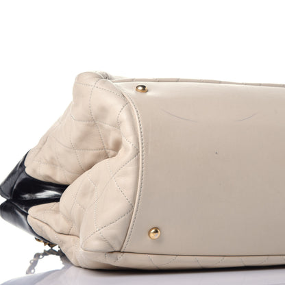 Chanel Calfskin Quilted In The Mix Shopping Tote Beige Black 15 of 20