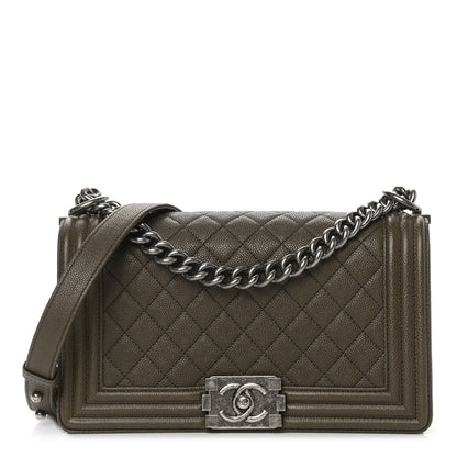 Chanel Caviar Quilted Medium Boy Flap Green 1 of 10