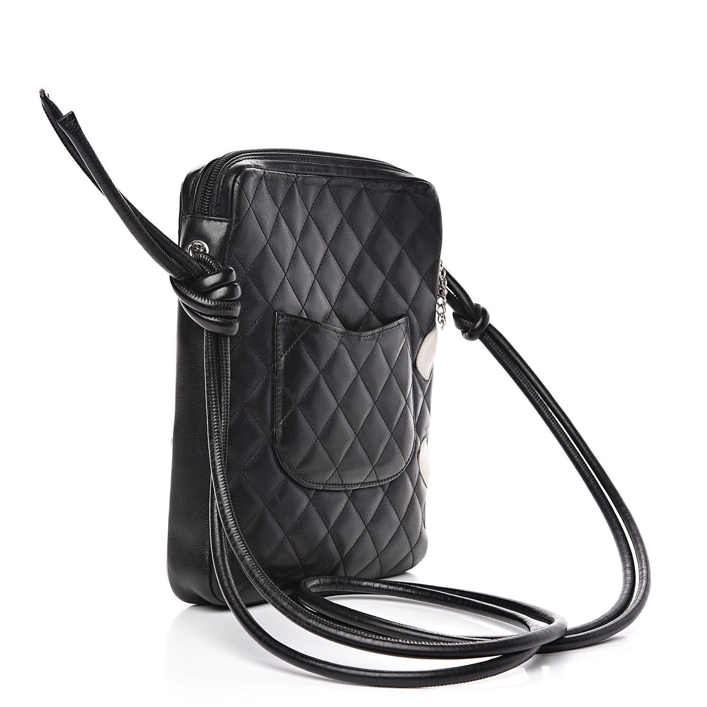 Calfskin Quilted Medium Cambon Messenger Black White