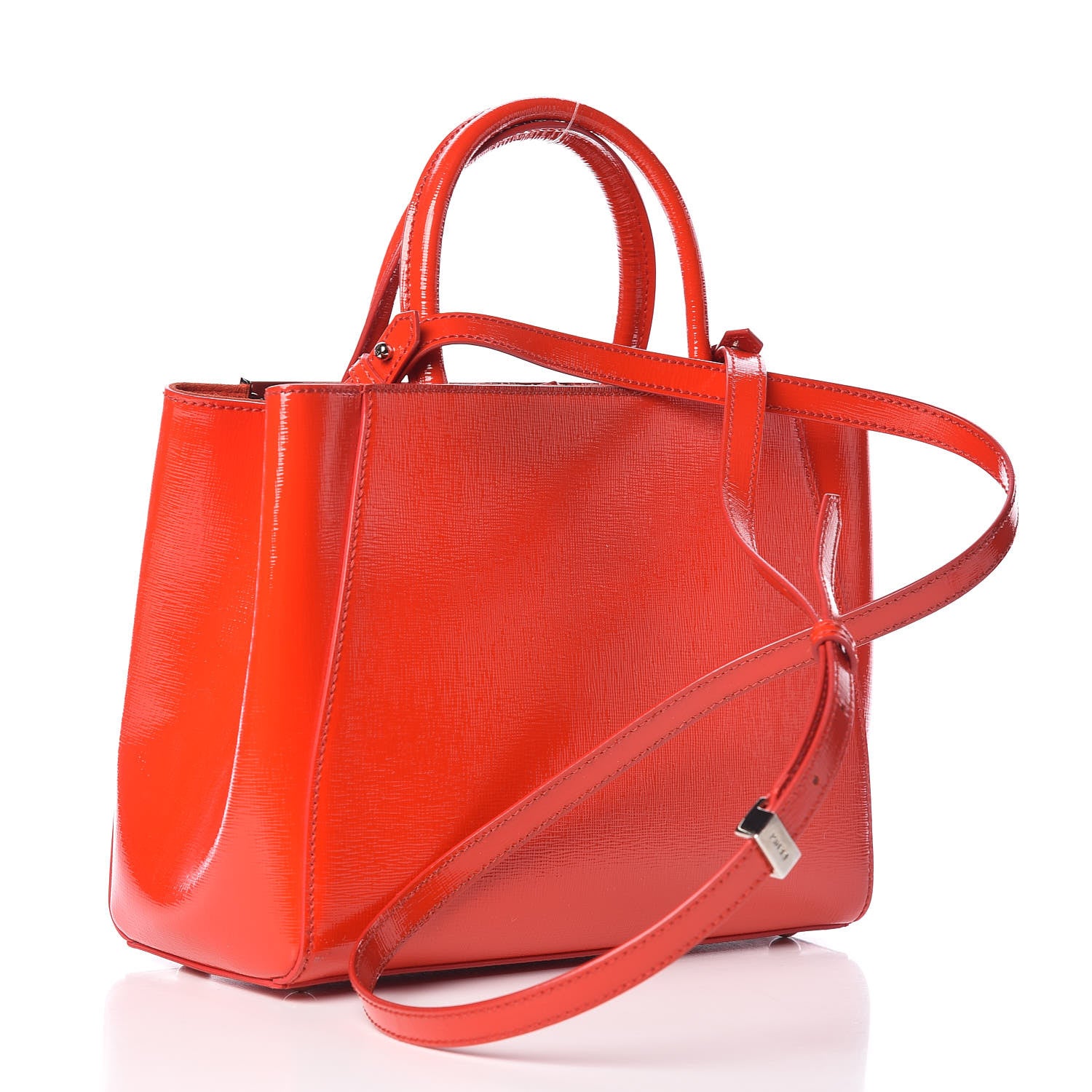 Fendi Vitello Vernice Camoscio Petite 2Jours Tote Papavero 4 of 12