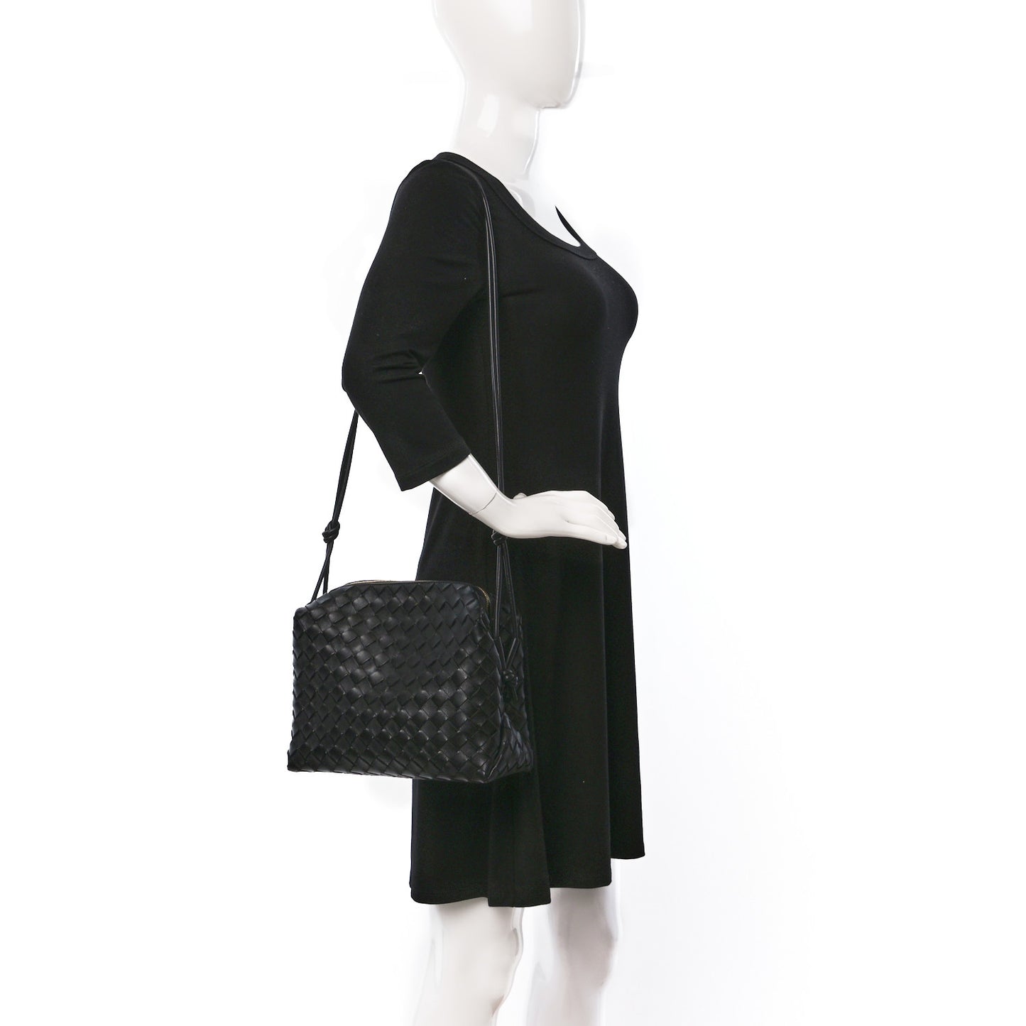 Nappa Intrecciato Small Loop Camera Bag Black