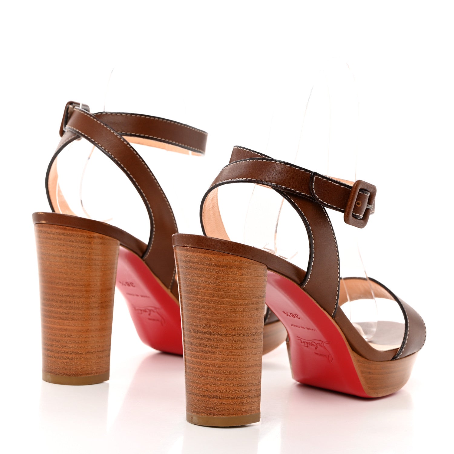 Christian Louboutin Nappa Loubi Bee Alta 130 Sandals 38.5 Cuoio 4 of 8