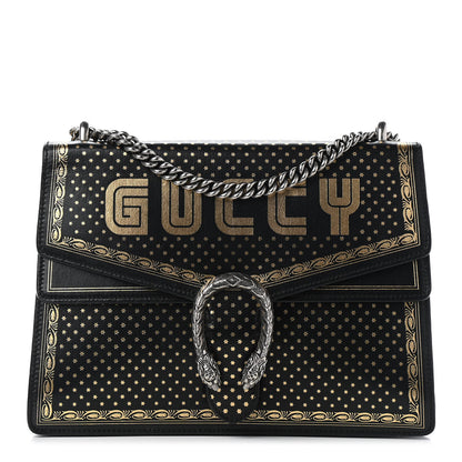 Gucci X SEGA Calfskin GUCCY Stars Medium Dionysus Shoulder Bag Black Gold 1 of 9