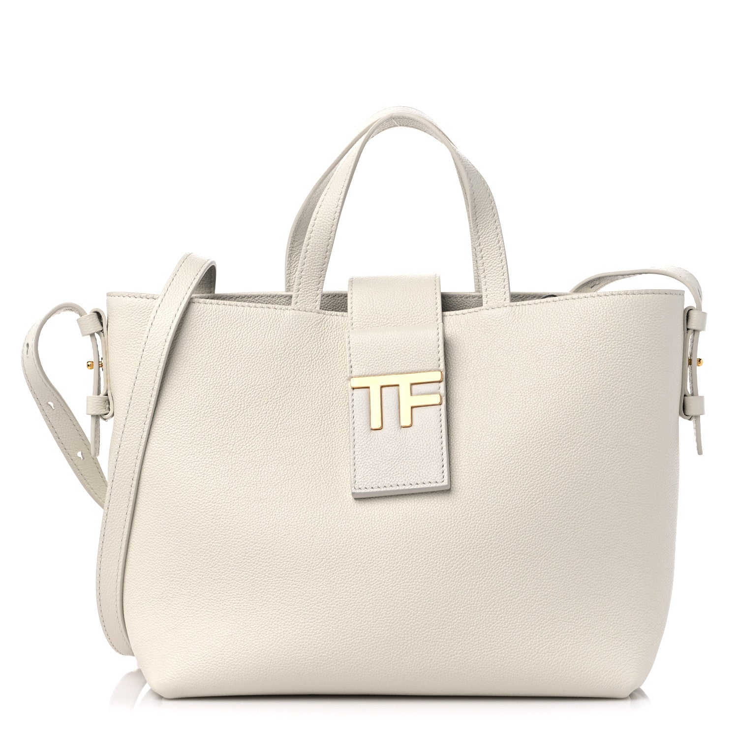Tom Ford Grained Calfskin Mini TF East West Tote White 1 of 9