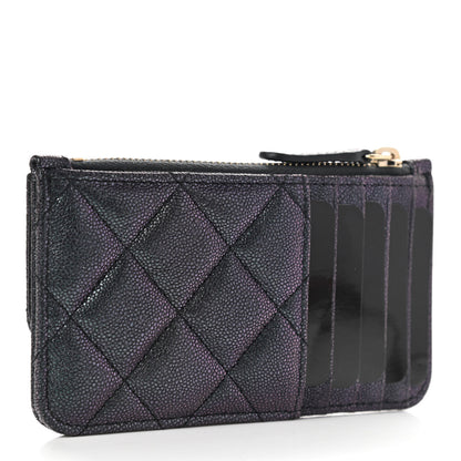 Chanel Iridescent Caviar Quilted Flap Zip Card Holder Black 4 of 7