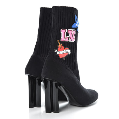 Louis Vuitton Stretch Fabric LV Black Heart Sock Ankle Boots 39 Black 4 of 6