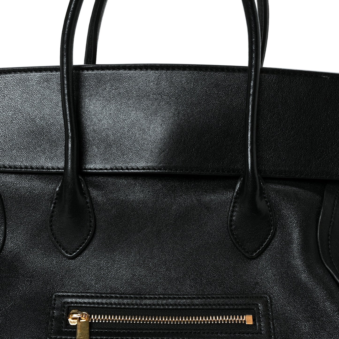 Supple Shiny Lambskin Medium Smiling New Luggage Black