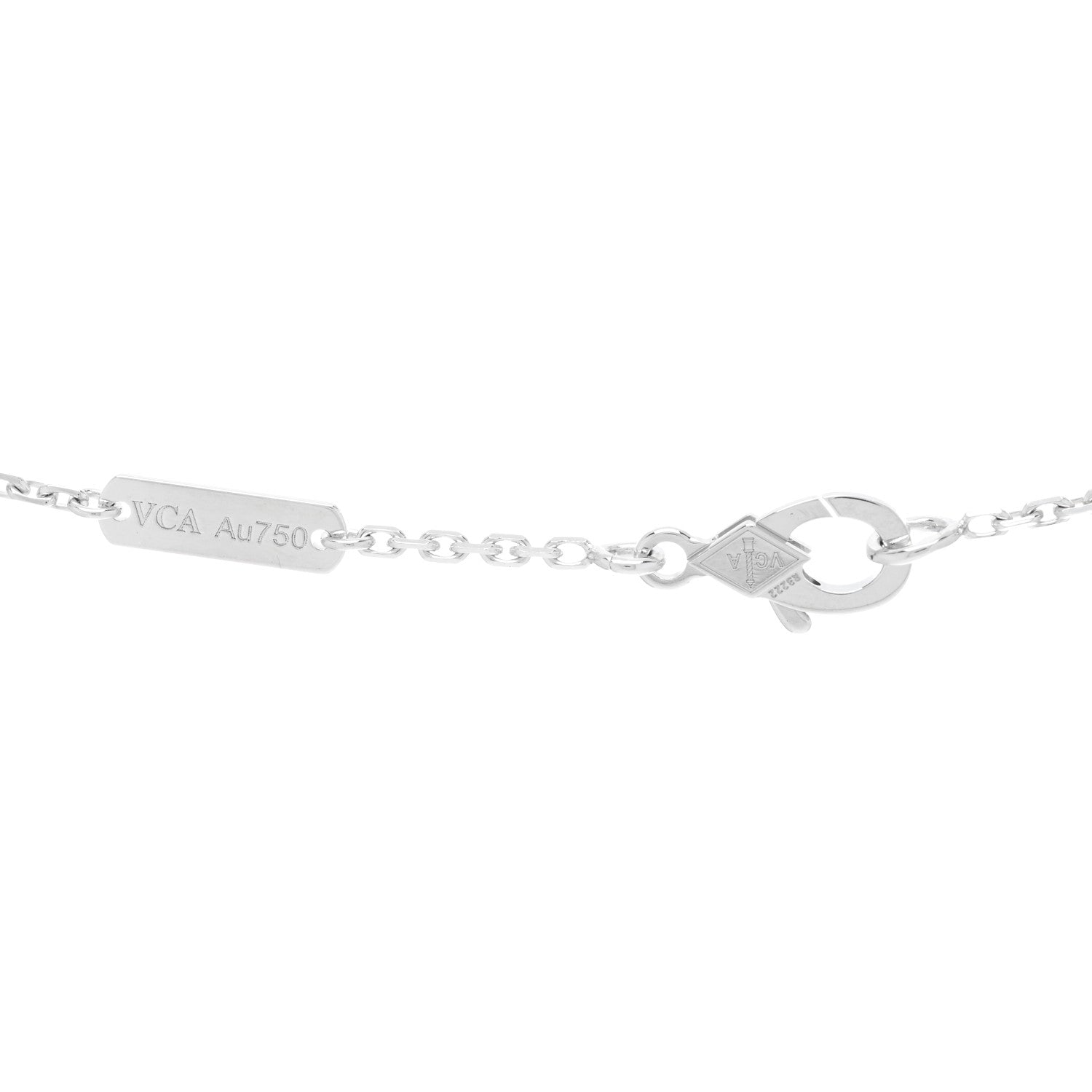 Van Cleef & Arpels 18K White Gold Chalcedony Vintage Alhambra Pendant Necklace 4 of 4