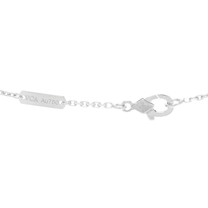 Van Cleef & Arpels 18K White Gold Chalcedony Vintage Alhambra Pendant Necklace 4 of 4