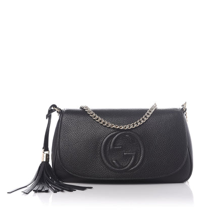 Gucci Pebbled Calfskin Medium Soho Flap Crossbody Black 1 of 9