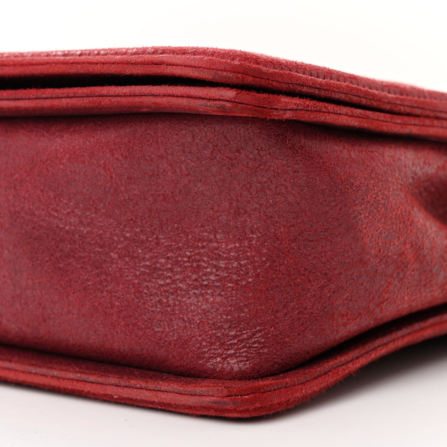 Nubuck Chesterfield Quilted Large Celtic Boy Flap Red