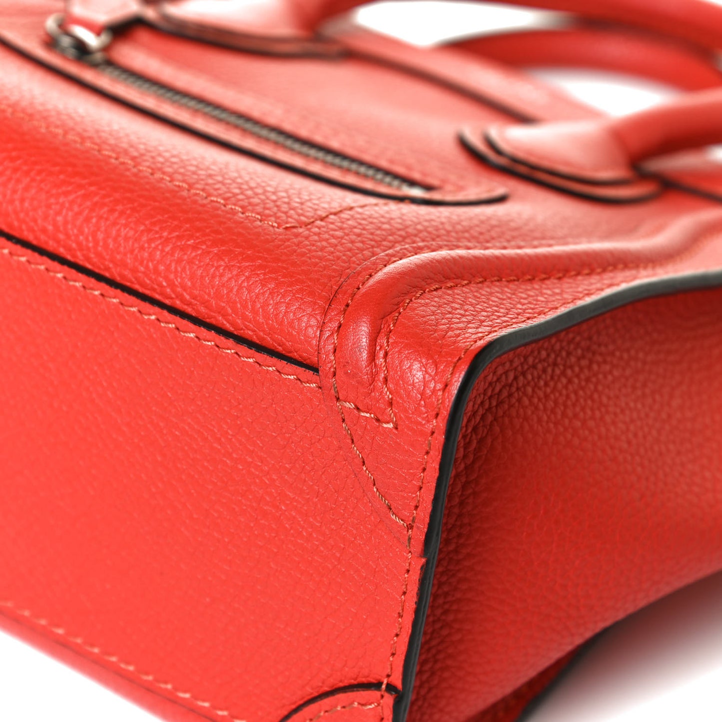 Drummed Calfskin Nano Luggage Vermillion