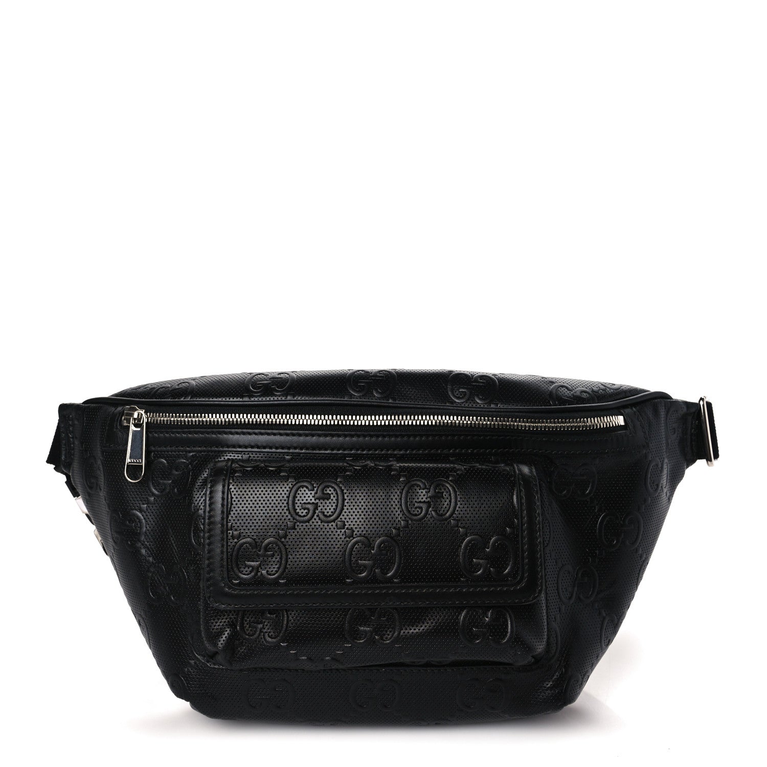 Gucci Calfskin GG Tennis Embossed Pocket Belt Bag Black 1 of 8