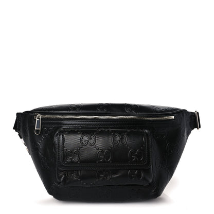 Gucci Calfskin GG Tennis Embossed Pocket Belt Bag Black 1 of 8