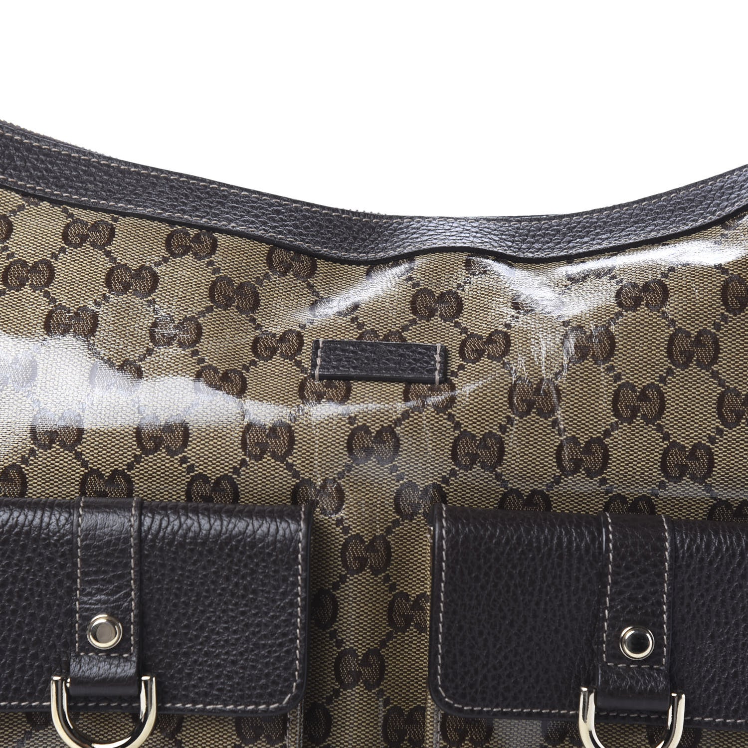 Gucci Crystal Monogram Medium Abbey Pocket Hobo Tote Dark Brown 9 of 12
