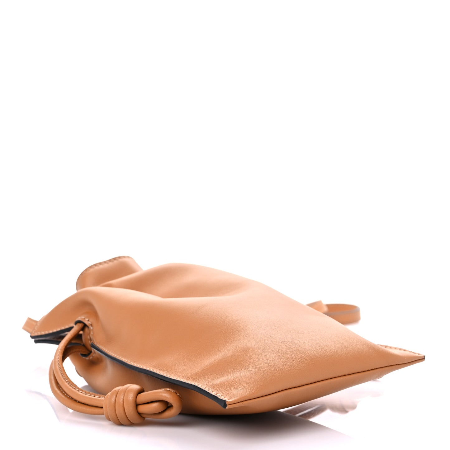Calfskin Mini Drawstring Flamenco Knot Crossbody Bag Warm Desert