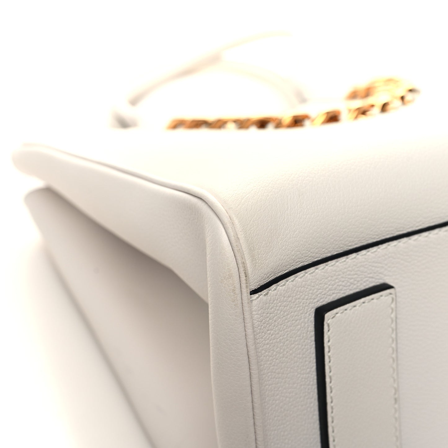 Grained Calfskin La Medusa Chain Tote White