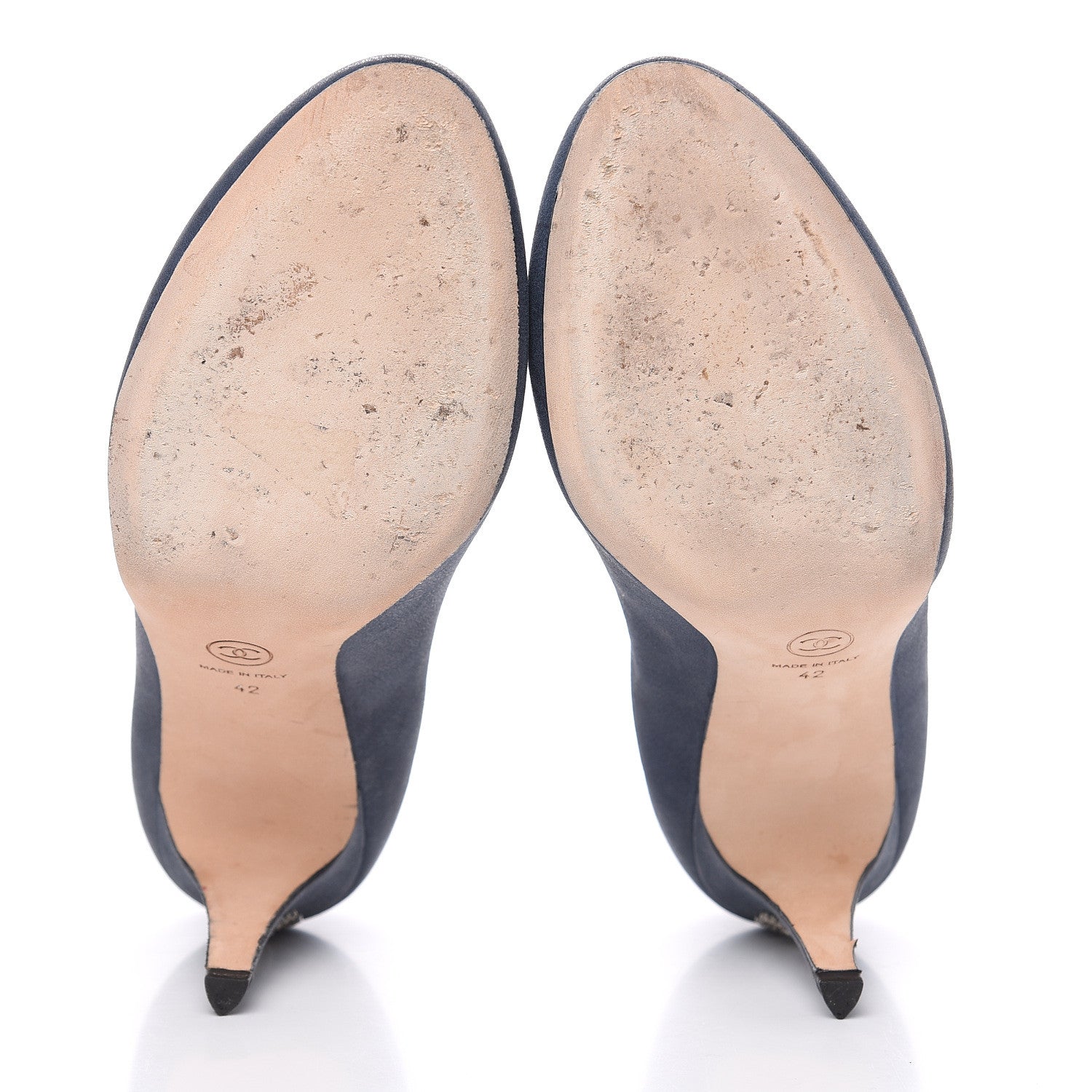 Chanel Suede Crystal CC Pumps 42 Blue 6 of 12