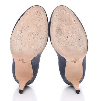 Chanel Suede Crystal CC Pumps 42 Blue 6 of 12