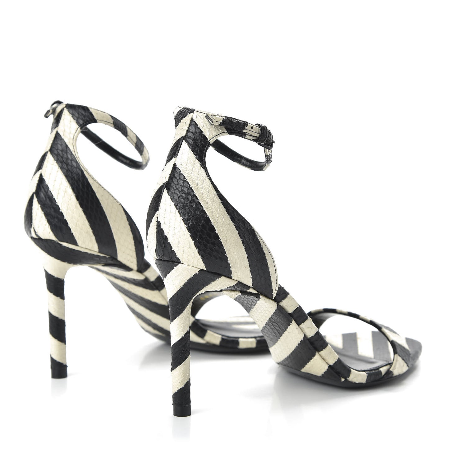 Snakeskin Striped Amber 85 Heel 38.5 Black Off White