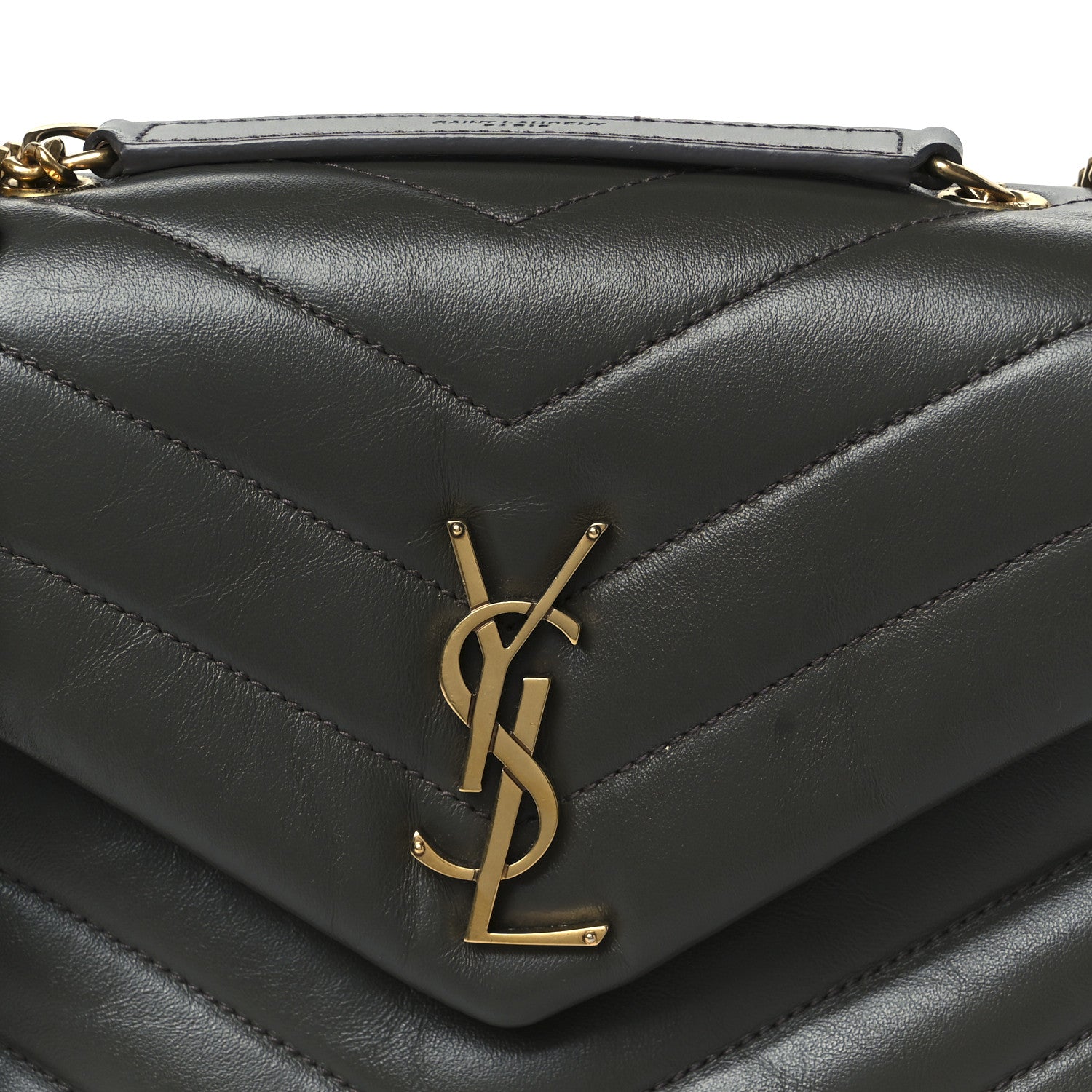 Saint Laurent Calfskin Y Quilted Monogram Small Loulou Chain Satchel Pebble 8 of 10
