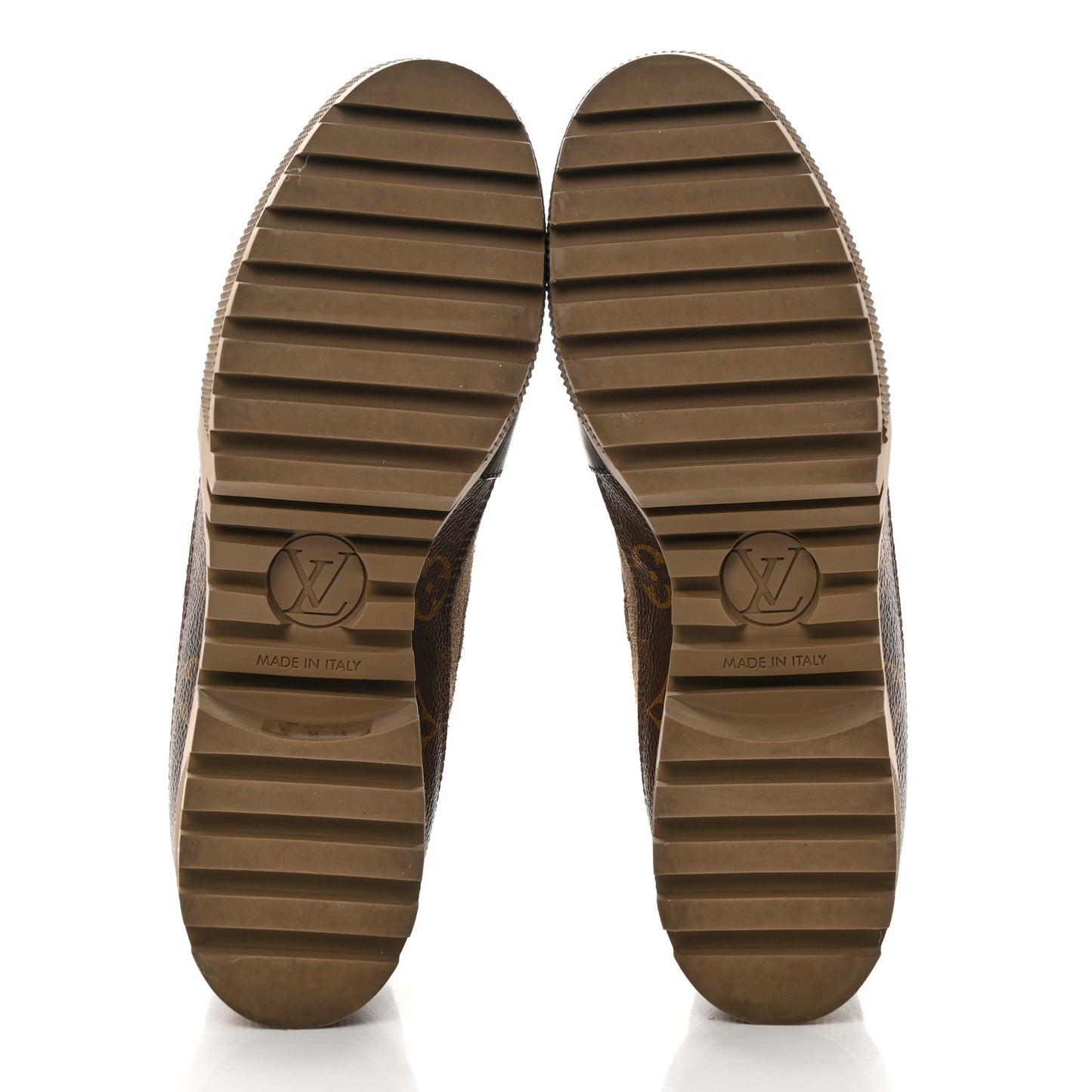 Suede Calfskin Monogram Laureate Platform Desert Boots 39.5 Taupe
