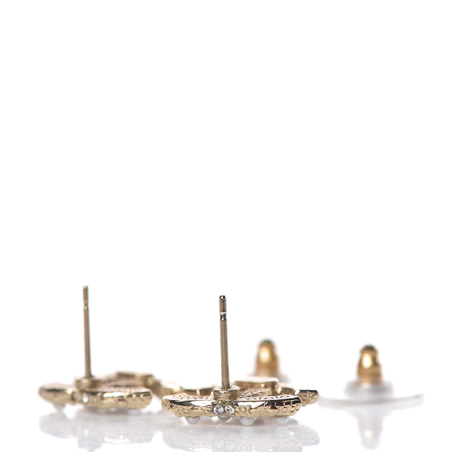 Pearl Crystal CC Earrings Light Gold
