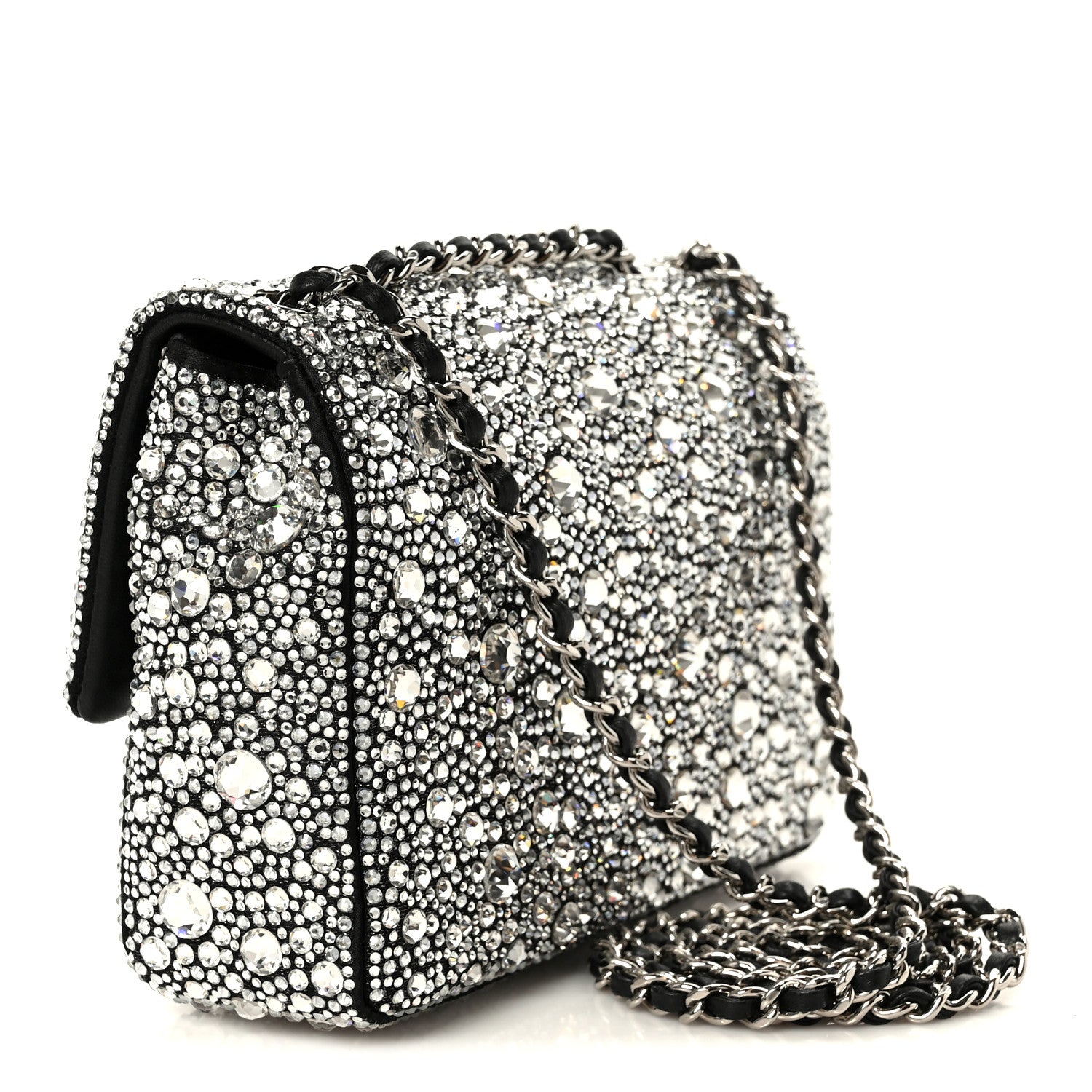 Chanel Satin Strass Mini Flap Silvery Black 3 of 12