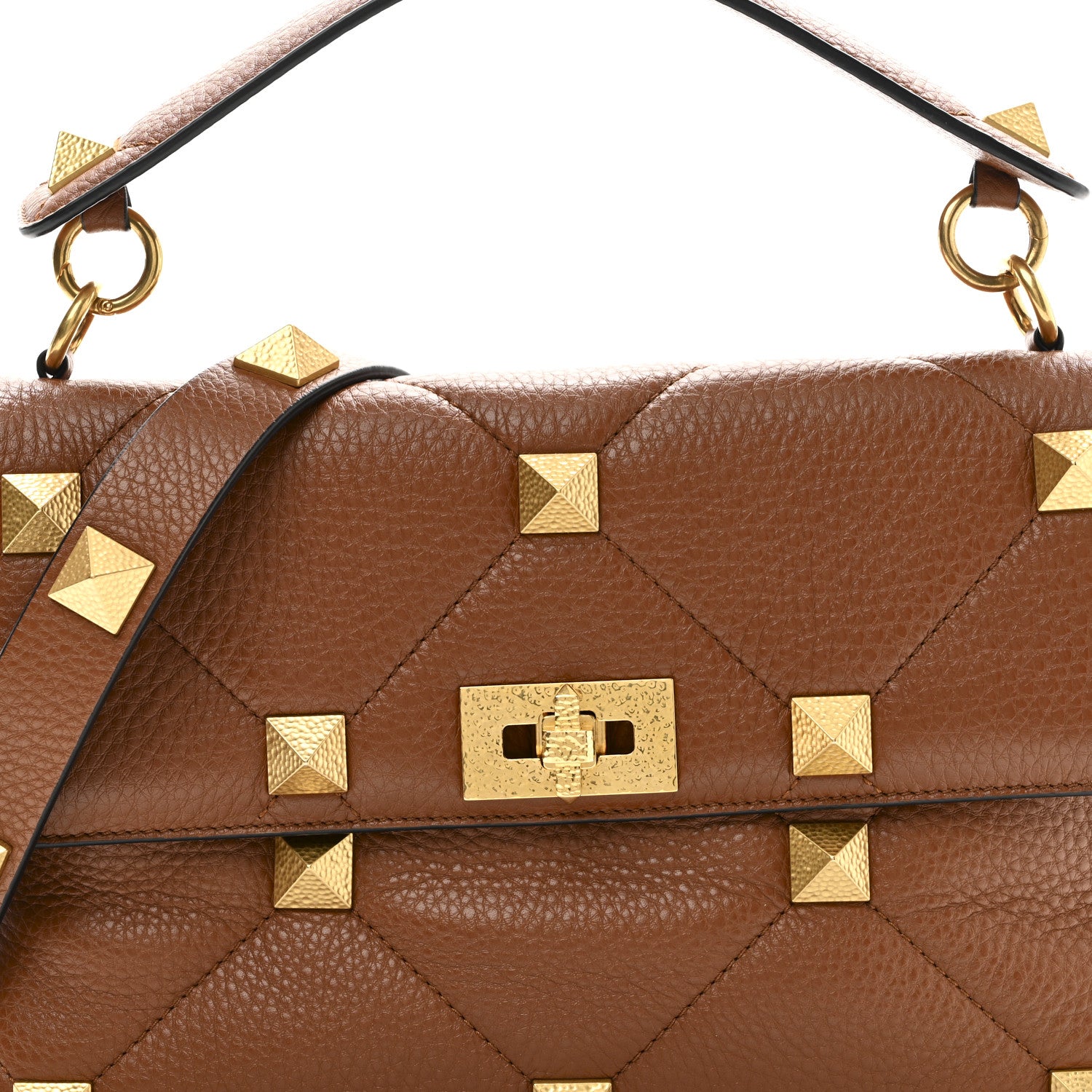 Valentino Garavani Grained Calfskin Large Roman Stud Shoulder Bag Selleria 7 of 9