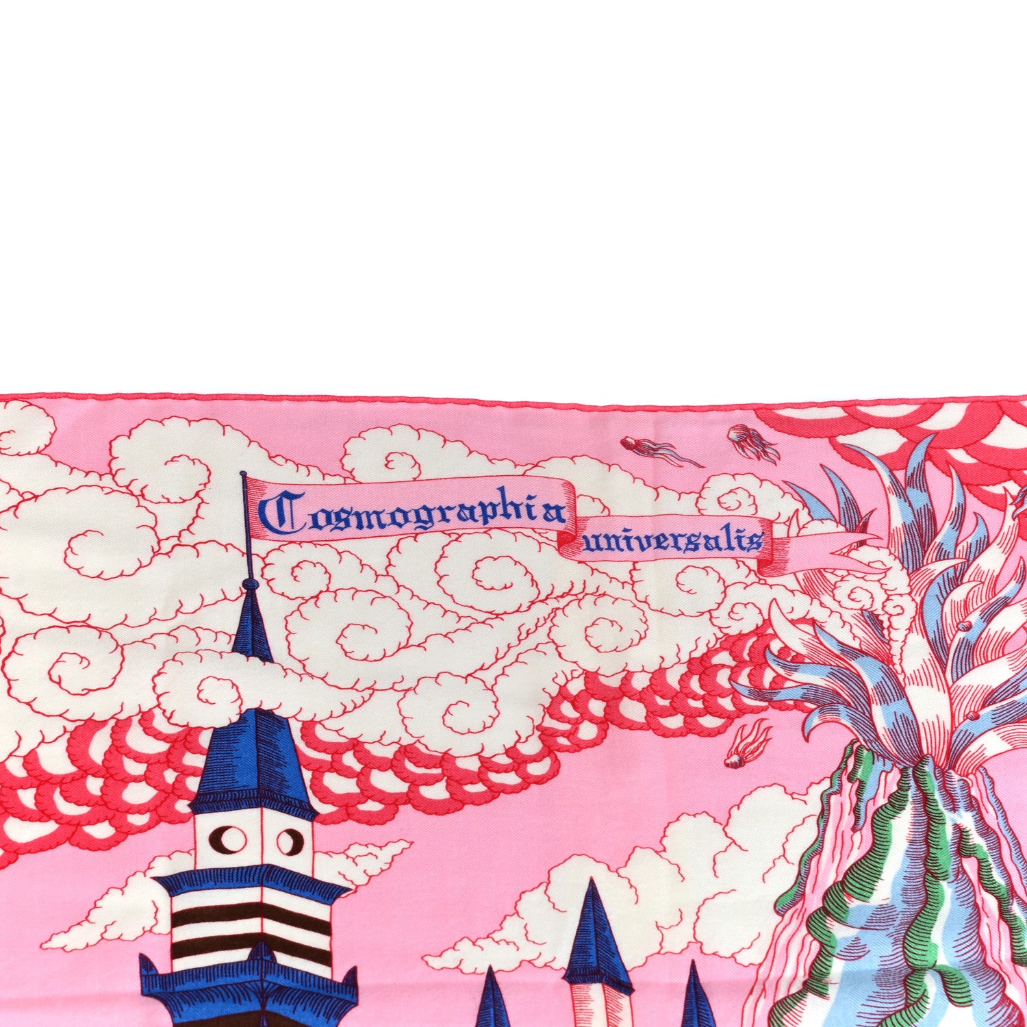 Hermes Cashmere Silk Cosmographia Universalis Shawl 140 Rose White Bleu 2 of 6