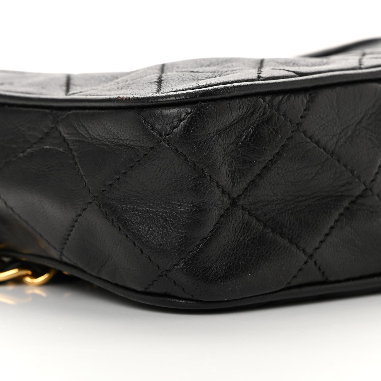 Lambskin Quilted Tassel Camera Case Black