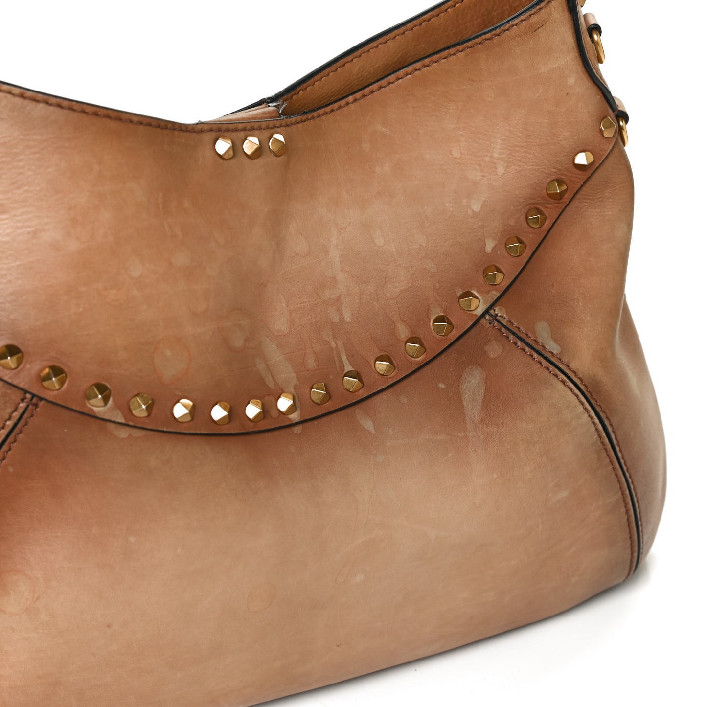 Buffed Calfskin Medium Twinkle Studs Hobo Camel