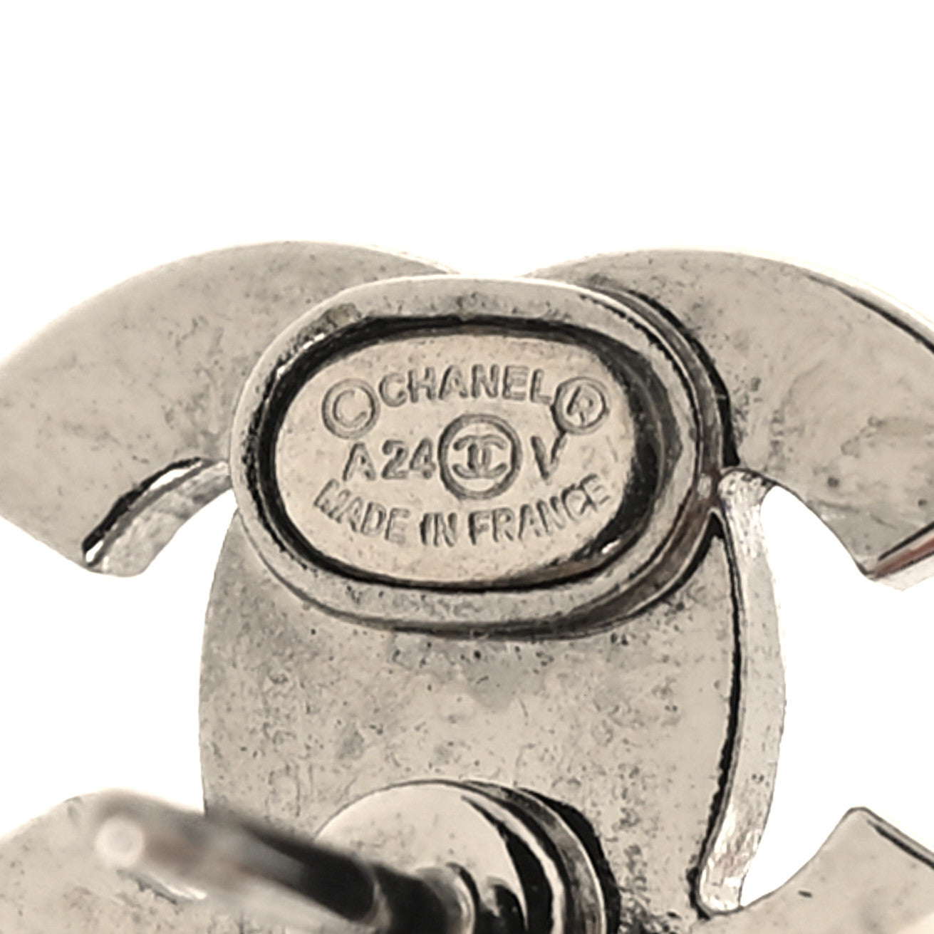 Crystal Pearl CC Drop Earrings Silver Pearly White