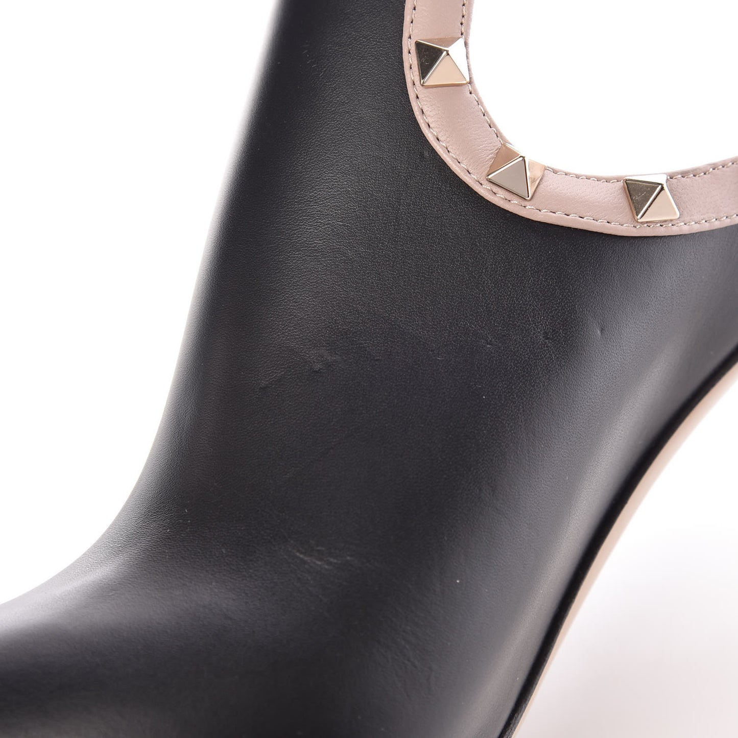 Calfskin Rockstud Open Back Ankle Booties 40 Black Poudre