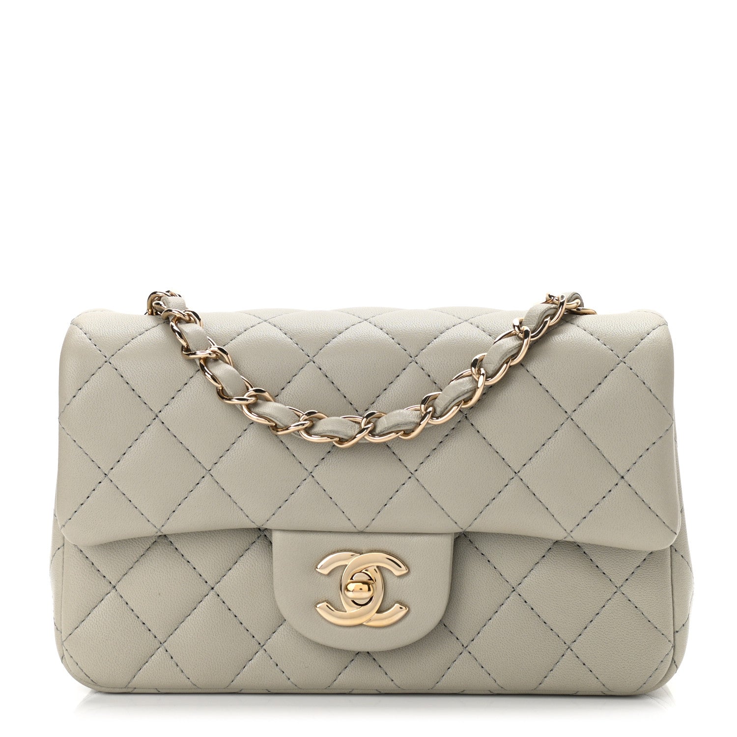 Chanel Lambskin Quilted Mini Rectangular Flap Grey 1 of 12