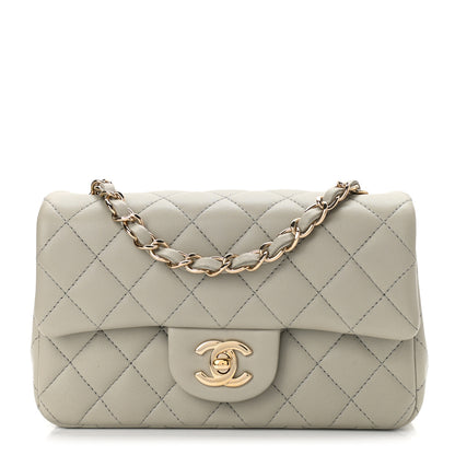 Chanel Lambskin Quilted Mini Rectangular Flap Grey 1 of 12