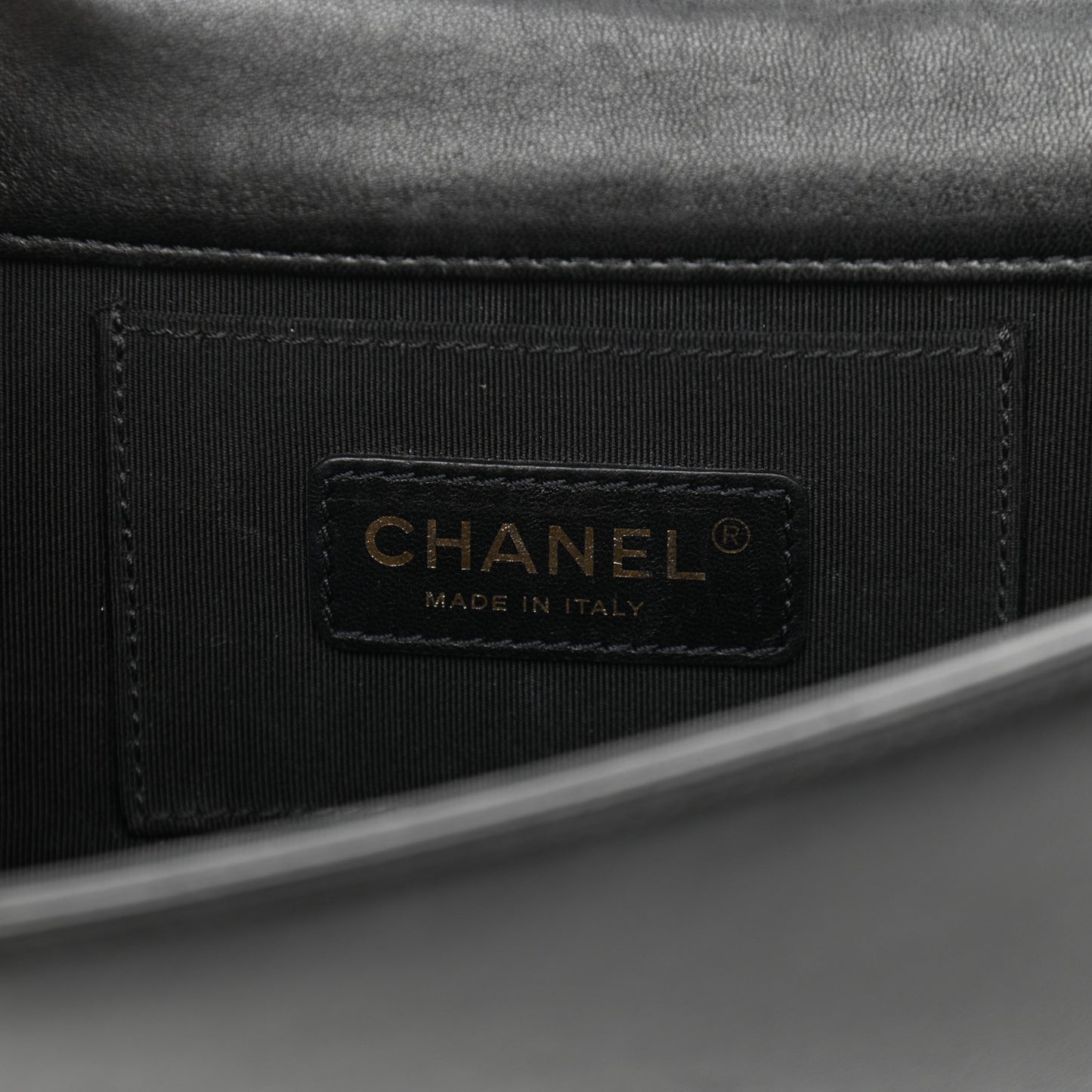 Lambskin Quilted Horizontal Boy Brick Studded Flap Black