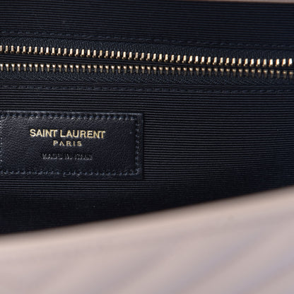Saint Laurent Grain De Poudre Matelasse Chevron Large Monogram Satchel Dark Beige 6 of 10